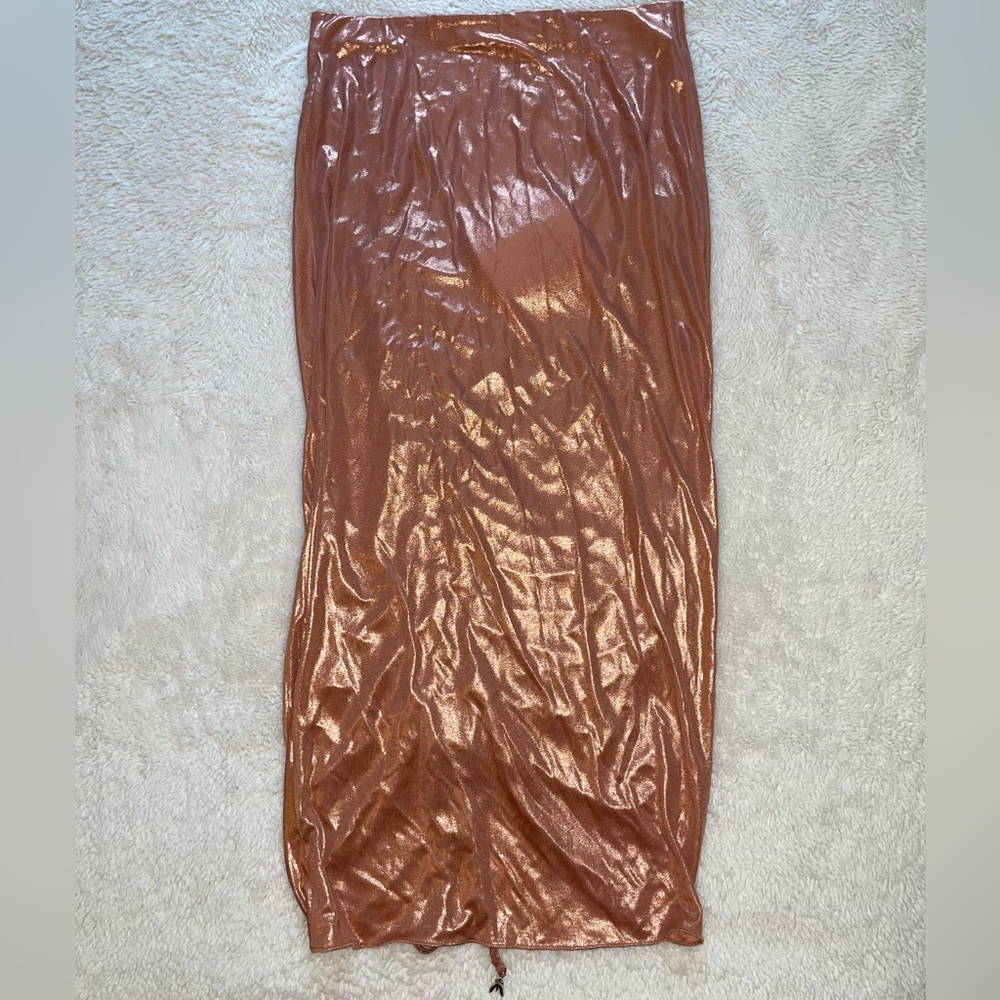 Patrizia Pepe Metallic Rose Gold Skirt - Picture 5 of 8